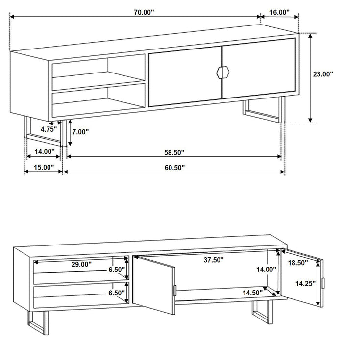 Marsden 2-door Wood 70" TV Stand Charcoal Black - Just Furniture (PA) - Multi Location