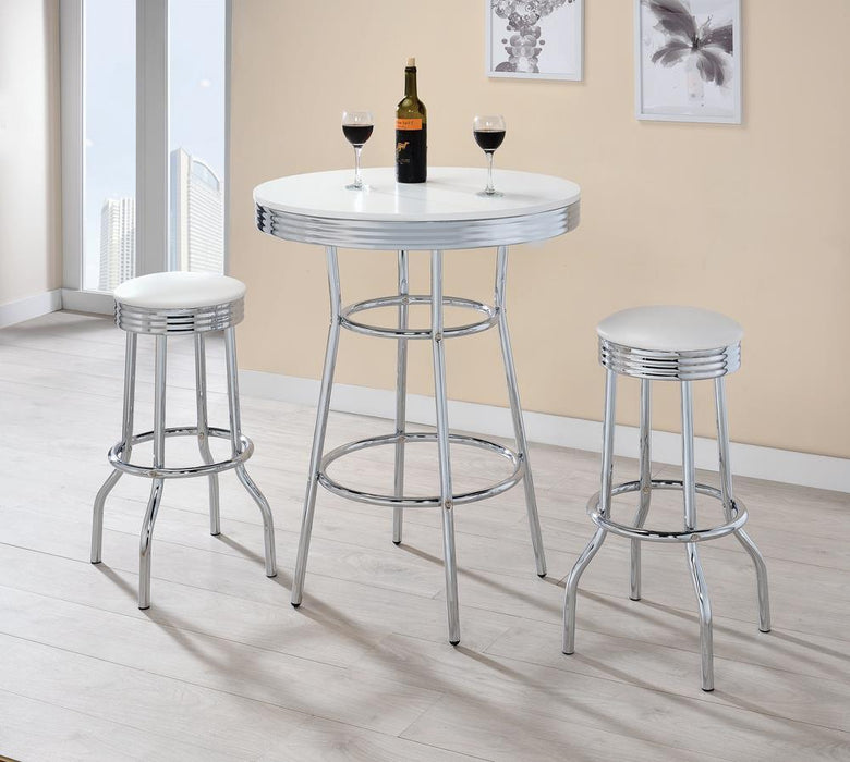 Theodore Round Bar Table Chrome and Glossy White - Just Furniture (PA) - Multi Location