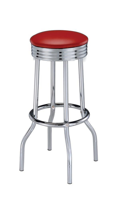 Theodore Upholstered Top Bar Stools Red and Chrome (Set of 2) - Just Furniture (PA) - Multi Location