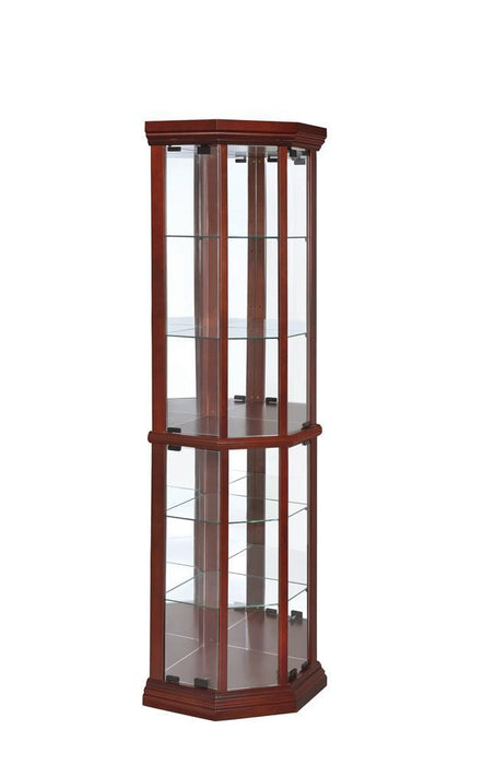 Appledale 6-shelf Corner Curio Cabinet Medium Brown - Just Furniture (PA) - Multi Location