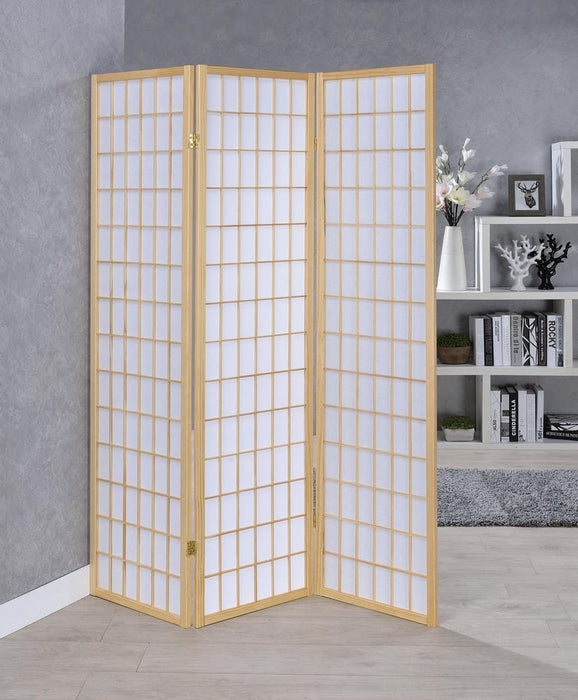 Carrie 3-panel Folding Screen Natural and White - Just Furniture (PA) - Multi Location