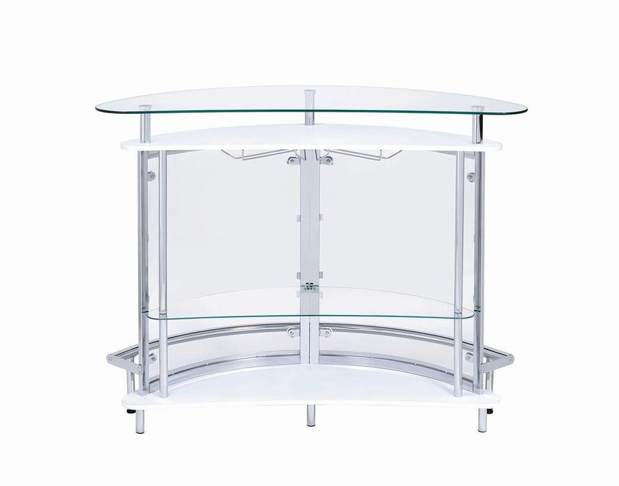 Amarillo 2-tier Bar Unit White and Chrome - Just Furniture (PA) - Multi Location