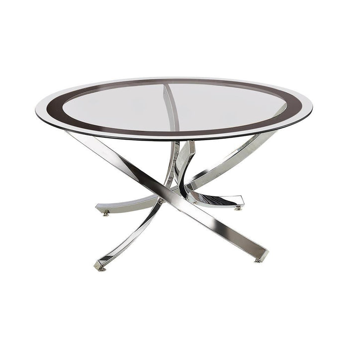 Brooke Glass Top Coffee Table Chrome and Black - Just Furniture (PA) - Multi Location