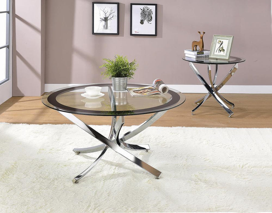 Brooke Glass Top Coffee Table Chrome and Black - Just Furniture (PA) - Multi Location