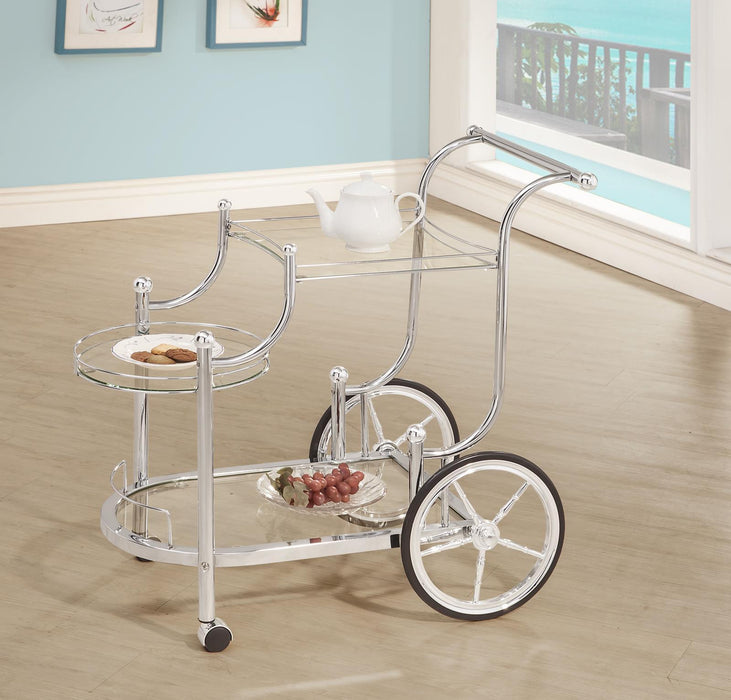 Sarandon 3-tier Serving Cart Chrome and Clear - Just Furniture (PA) - Multi Location
