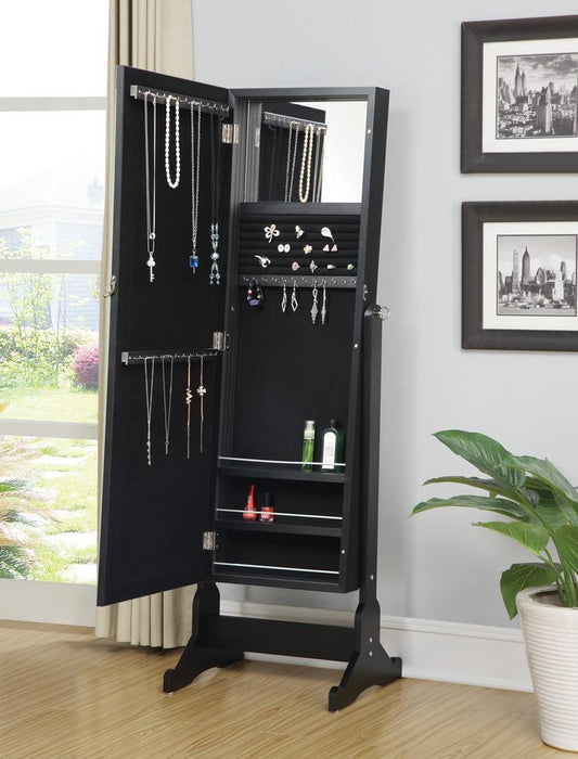 Cortez Storage Jewelry Cheval Mirror Black - Just Furniture (PA) - Multi Location