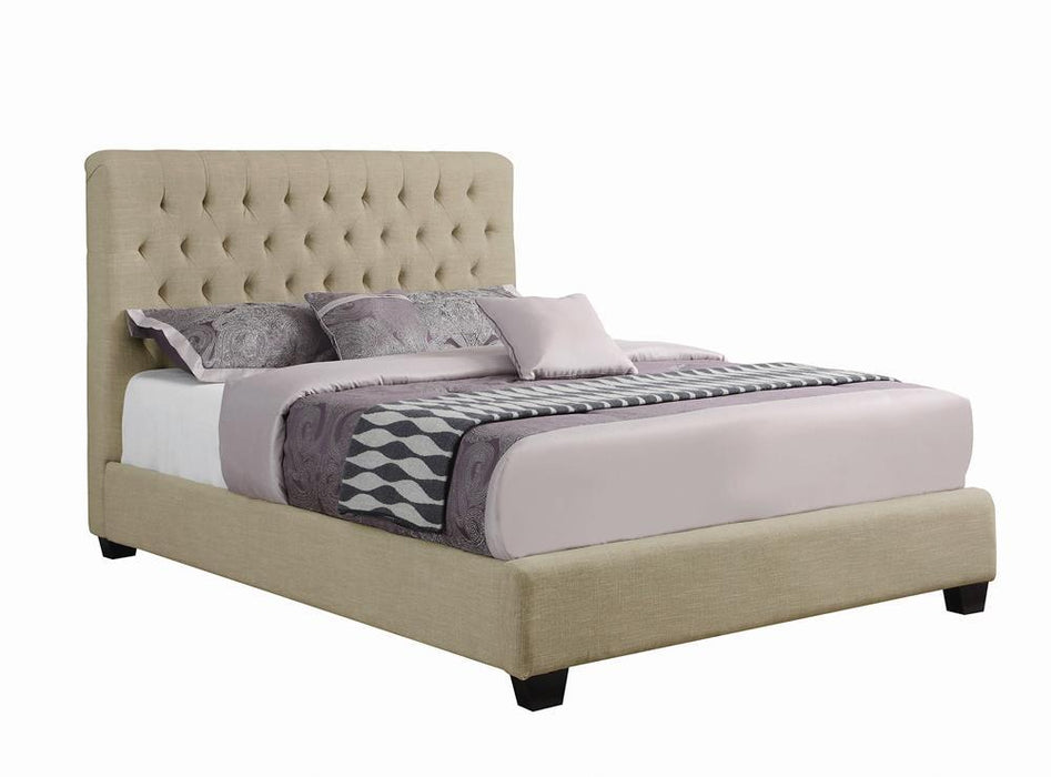 Chloe Tufted Upholstered Queen Bed Oatmeal - Just Furniture (PA) - Multi Location