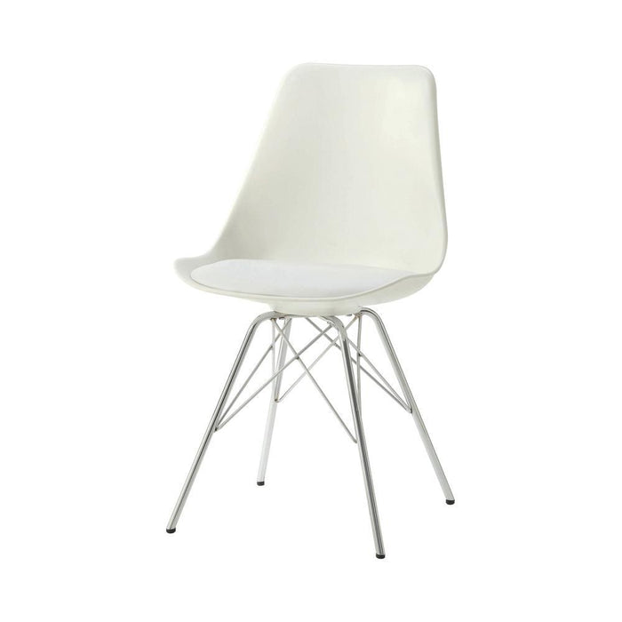 Juniper Armless Dining Chairs White and Chrome (Set of 2) - Just Furniture (PA) - Multi Location