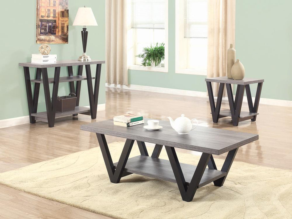 Stevens V-shaped Sofa Table Black and Antique Grey - Just Furniture (PA) - Multi Location