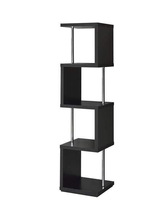 Baxter 4-shelf Bookcase Black and Chrome - Just Furniture (PA) - Multi Location