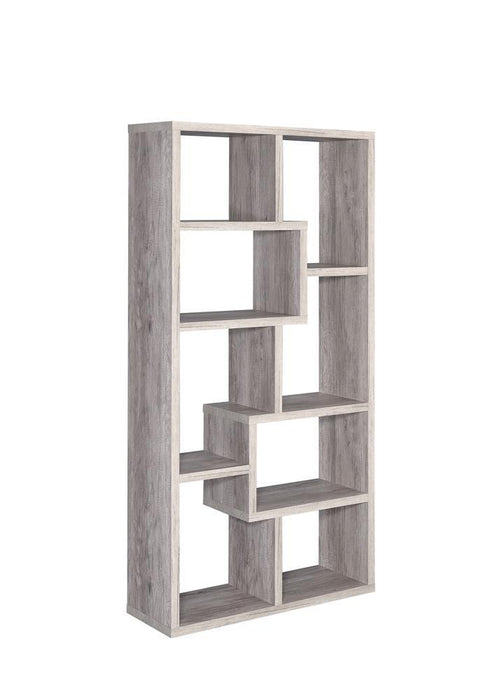 Theo 10-shelf Bookcase Grey Driftwood - Just Furniture (PA) - Multi Location