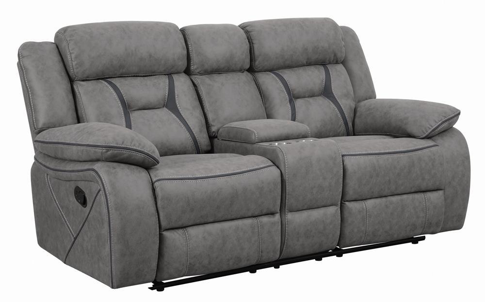 Higgins Pillow Top Arm Motion Loveseat with Console Grey - Just Furniture (PA) - Multi Location
