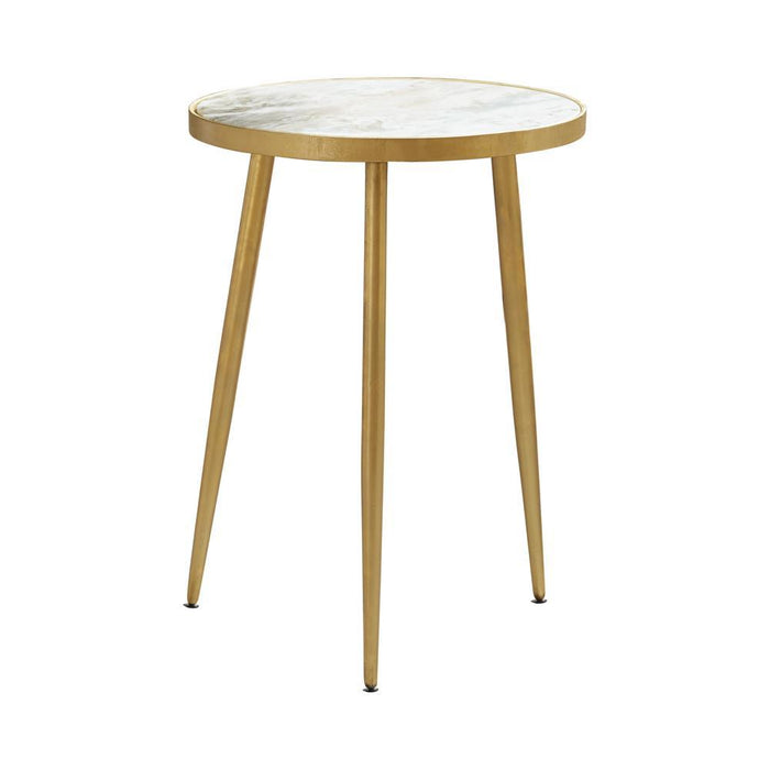 Acheson Round Accent Table White and Gold - Just Furniture (PA) - Multi Location
