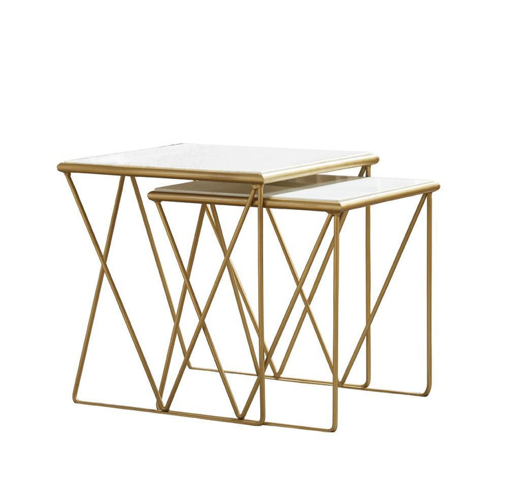 Bette 2-piece Nesting Table Set White and Gold - Just Furniture (PA) - Multi Location