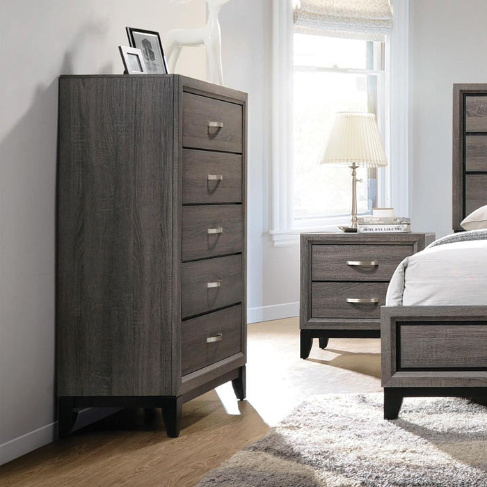 Watson 5-drawer Chest Grey Oak and Black - Just Furniture (PA) - Multi Location