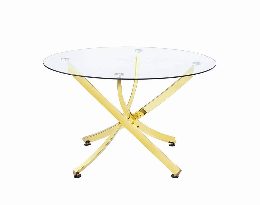 Beckham Round Dining Table Brass and Clear - Just Furniture (PA) - Multi Location