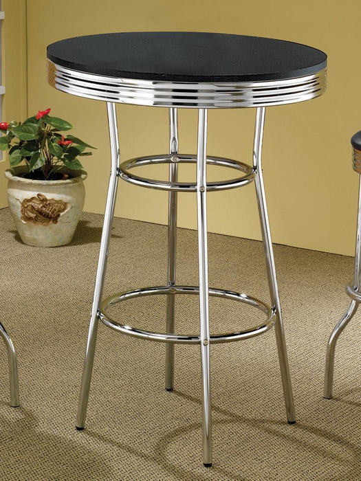 Theodore Round Bar Table Black and Chrome - Just Furniture (PA) - Multi Location