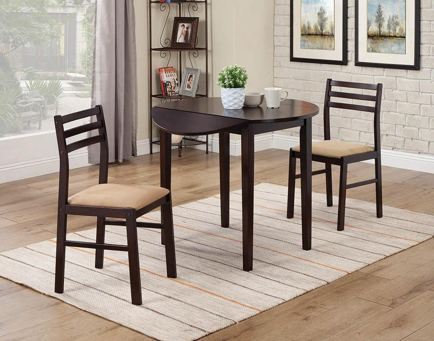 Bucknell 3-piece Dining Set with Drop Leaf Cappuccino and Tan - Just Furniture (PA) - Multi Location
