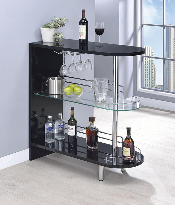 Adolfo 3-tier Bar Table Glossy Black and Clear - Just Furniture (PA) - Multi Location