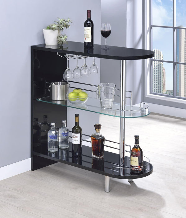 Adolfo 3-tier Bar Table Glossy Black and Clear - Just Furniture (PA) - Multi Location