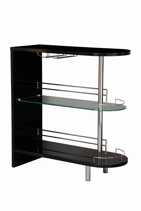 Adolfo 3-tier Bar Table Glossy Black and Clear - Just Furniture (PA) - Multi Location