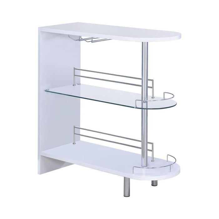 Adolfo 3-tier Bar Table Glossy White and Clear - Just Furniture (PA) - Multi Location