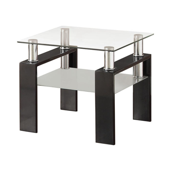Dyer Tempered Glass End Table with Shelf Black - Just Furniture (PA) - Multi Location