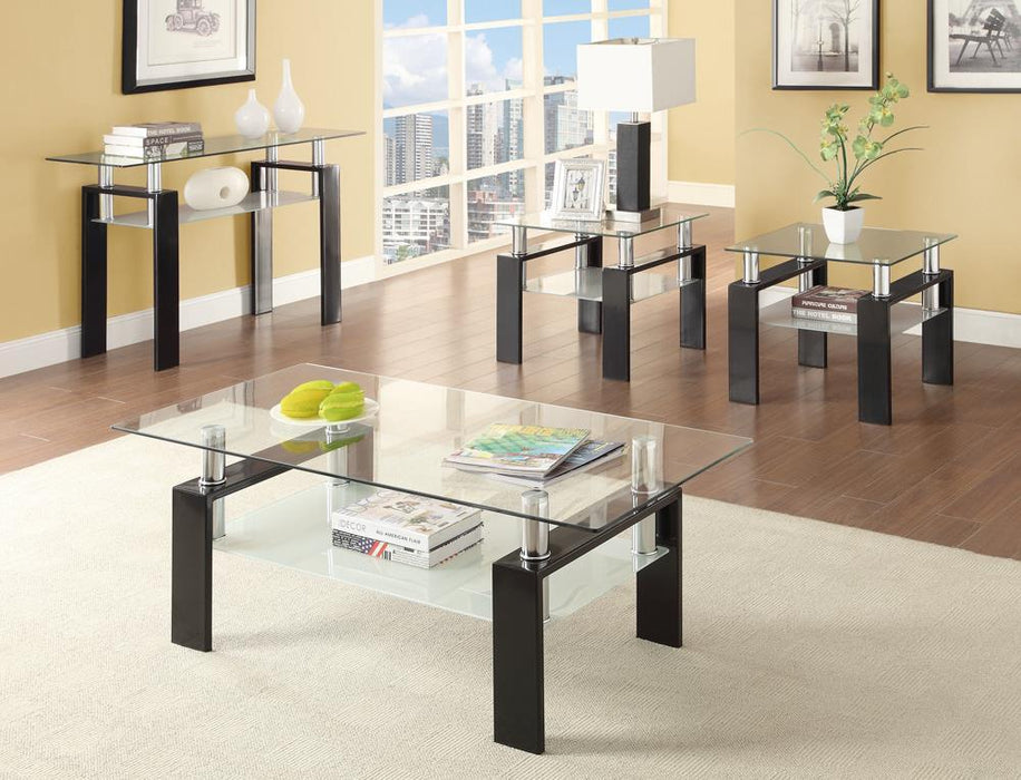 Dyer Tempered Glass End Table with Shelf Black - Just Furniture (PA) - Multi Location