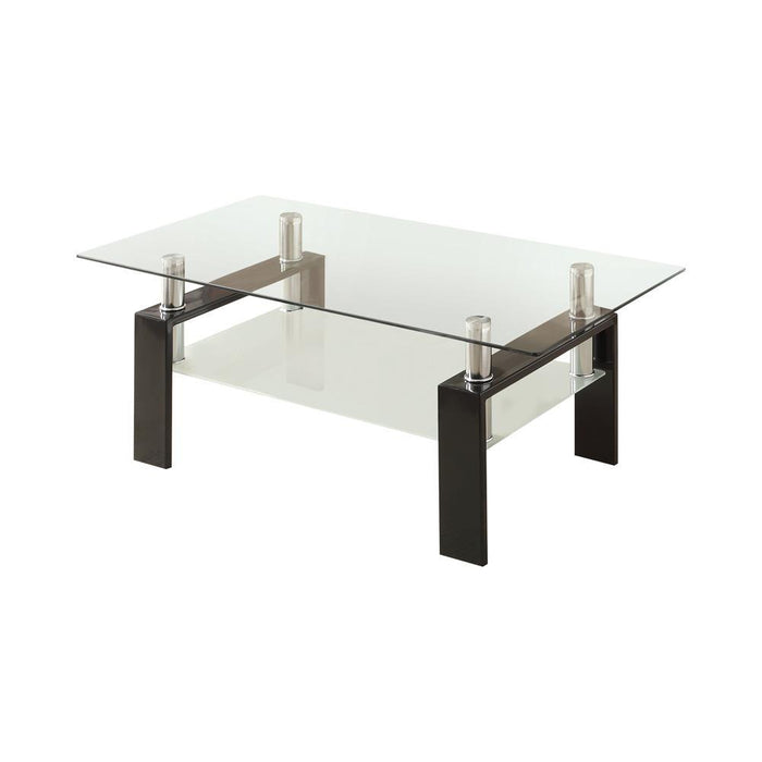 Dyer Tempered Glass Coffee Table with Shelf Black - Just Furniture (PA) - Multi Location
