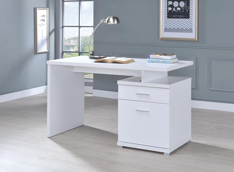 Irving 2-drawer Office Desk with Cabinet White - Just Furniture (PA) - Multi Location