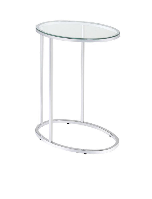 Kyle Oval Snack Table Chrome and Clear - Just Furniture (PA) - Multi Location