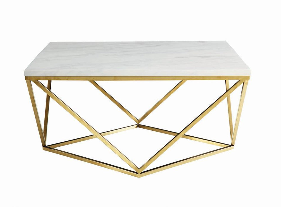 Elana Rectangle 2-shelf Coffee Table Glossy White - Just Furniture (PA) - Multi Location