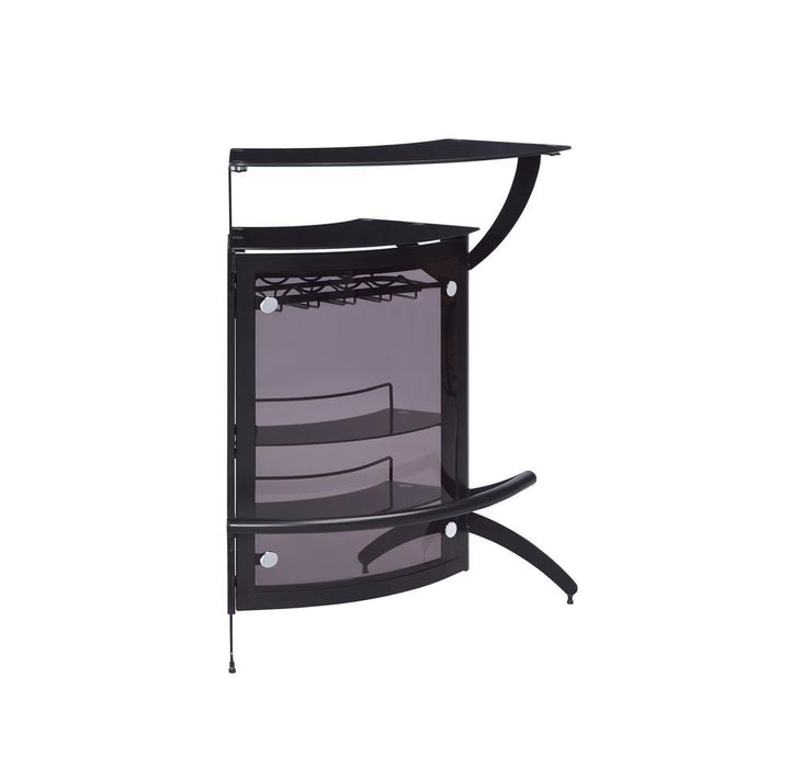 Dallas 2-shelf Home Bar Smoked and Black Glass - Just Furniture (PA) - Multi Location