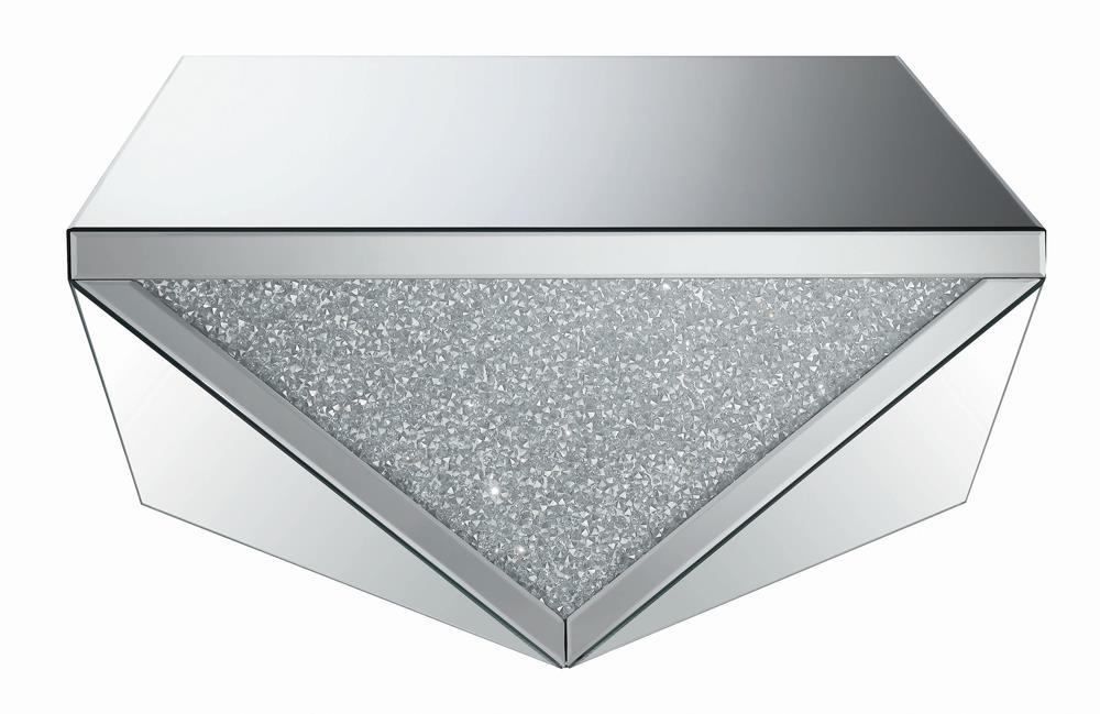 Amore Square Coffee Table with Triangle Detailing Silver and Clear Mirror - Just Furniture (PA) - Multi Location