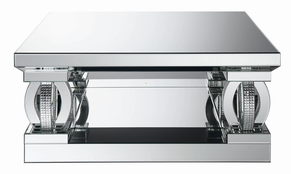 Amalia Square Coffee Table with Lower Shelf Clear Mirror - Just Furniture (PA) - Multi Location