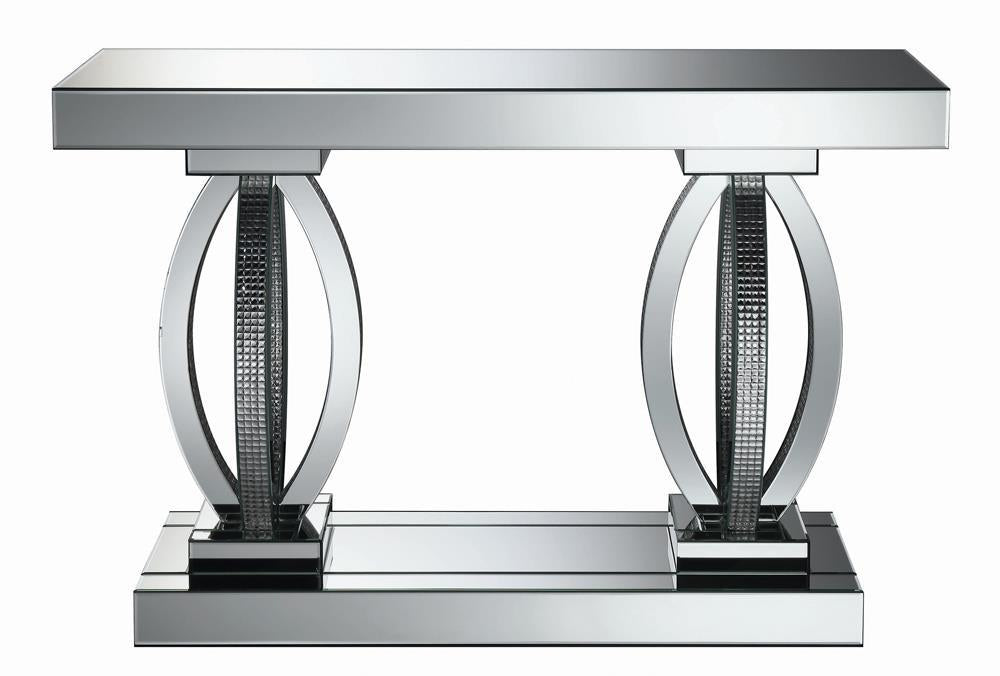 Amalia Rectangular Sofa Table with Shelf Clear Mirror - Just Furniture (PA) - Multi Location