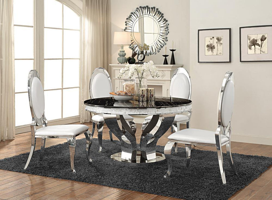 Anchorage Oval Back Side Chairs Cream and Chrome (Set of 2) - Just Furniture (PA) - Multi Location
