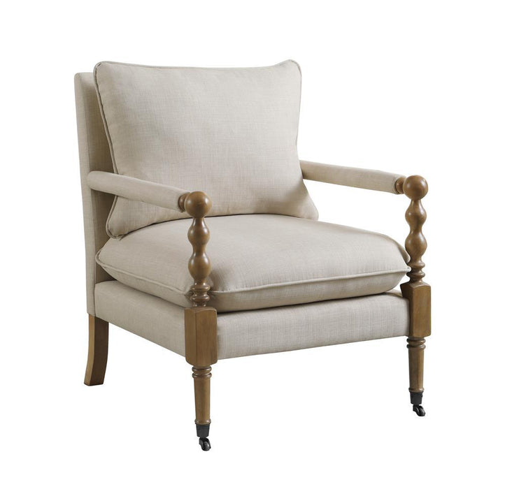 Dempsy Upholstered Accent Chair with Casters Beige - Just Furniture (PA) - Multi Location