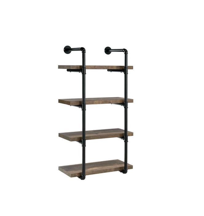 Elmcrest 24-inch Wall Shelf Black and Rustic Oak - Just Furniture (PA) - Multi Location
