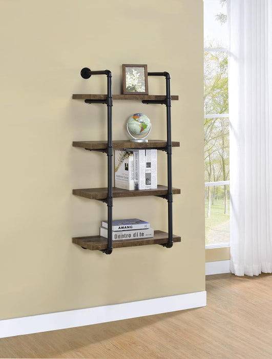 Elmcrest 24-inch Wall Shelf Black and Rustic Oak - Just Furniture (PA) - Multi Location