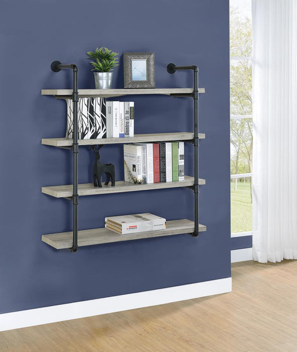 Elmcrest 40-inch Wall Shelf Black and Grey Driftwood - Just Furniture (PA) - Multi Location