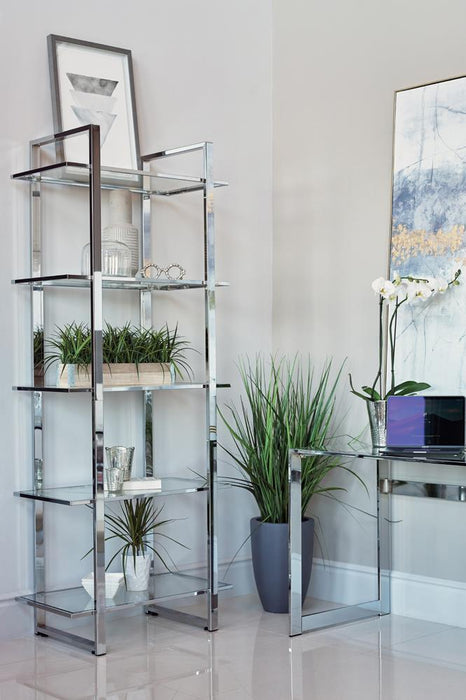 Hartford Glass Shelf Bookcase Chrome - Just Furniture (PA) - Multi Location