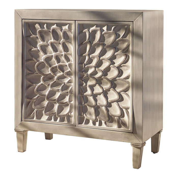 Clarkia Accent Cabinet with Floral Carved Door White - Just Furniture (PA) - Multi Location