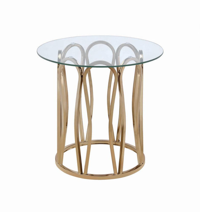 Monett Round End Table Chocolate Chrome and Clear - Just Furniture (PA) - Multi Location