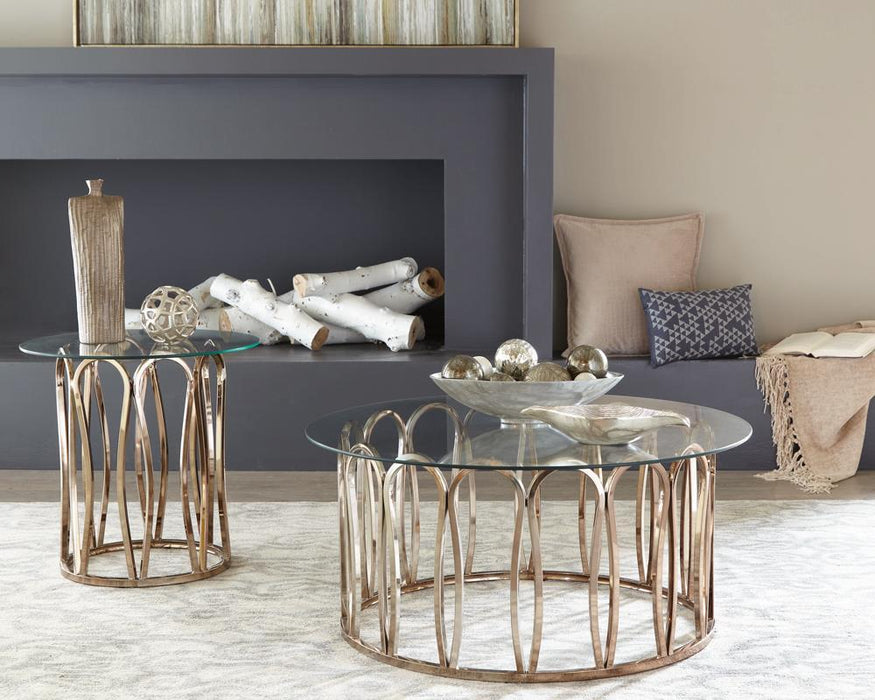 Monett Round End Table Chocolate Chrome and Clear - Just Furniture (PA) - Multi Location