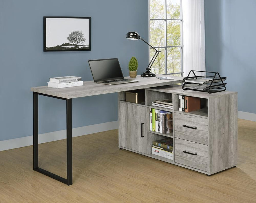 Hertford L-shape Office Desk with Storage Grey Driftwood - Just Furniture (PA) - Multi Location
