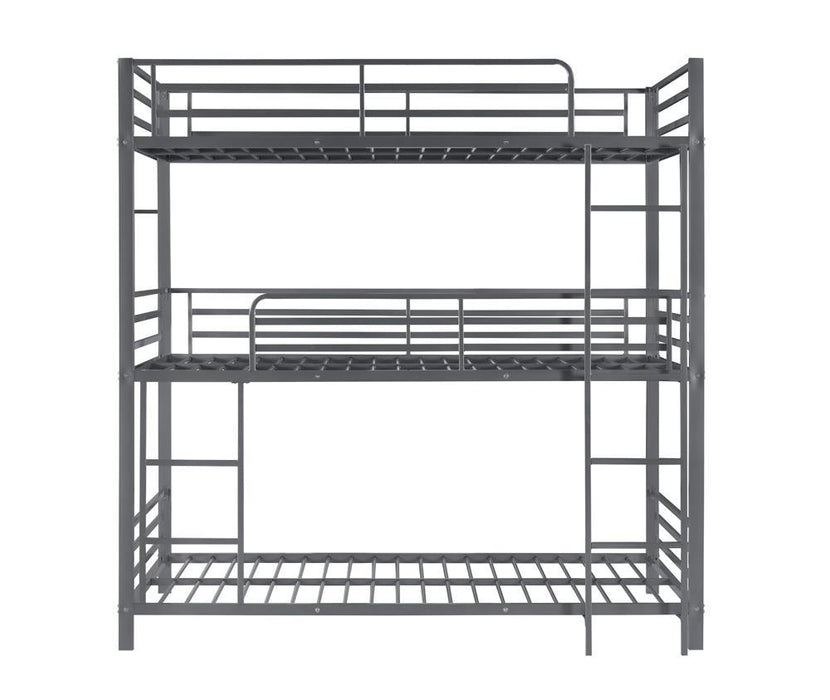Maynard Metal Triple Twin Bunk Bed Gunmetal - Just Furniture (PA) - Multi Location