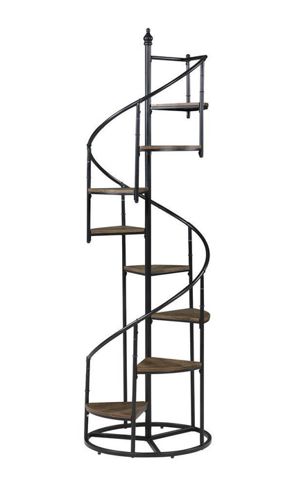 Roseglen 8-shelf Staircase Bookcase Rustic Brown and Black - Just Furniture (PA) - Multi Location