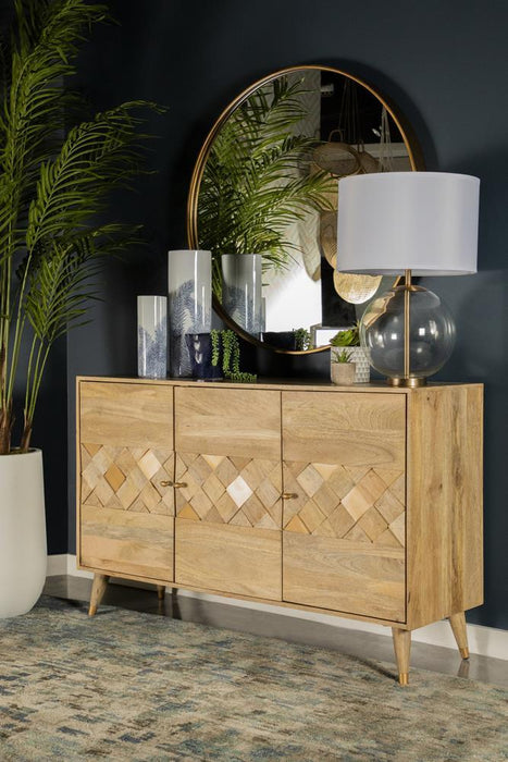 Alyssum Checkered Pattern 3-door Accent Cabinet Natural - Just Furniture (PA) - Multi Location