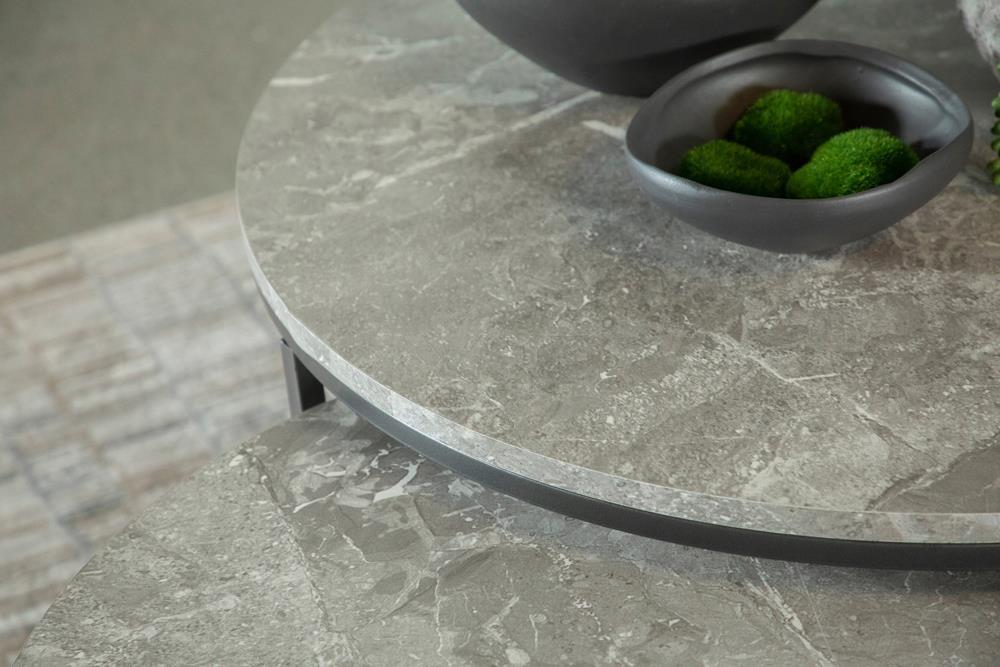 Lainey Round 2-piece Nesting Coffee Table Grey and Gunmetal - Just Furniture (PA) - Multi Location